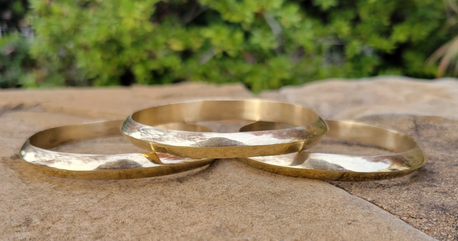 Raised Unisex Brass Bangle