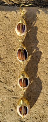 Linear Cowrie Shell Earrings