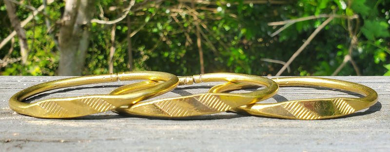 Etched Unisex Brass Bracelet