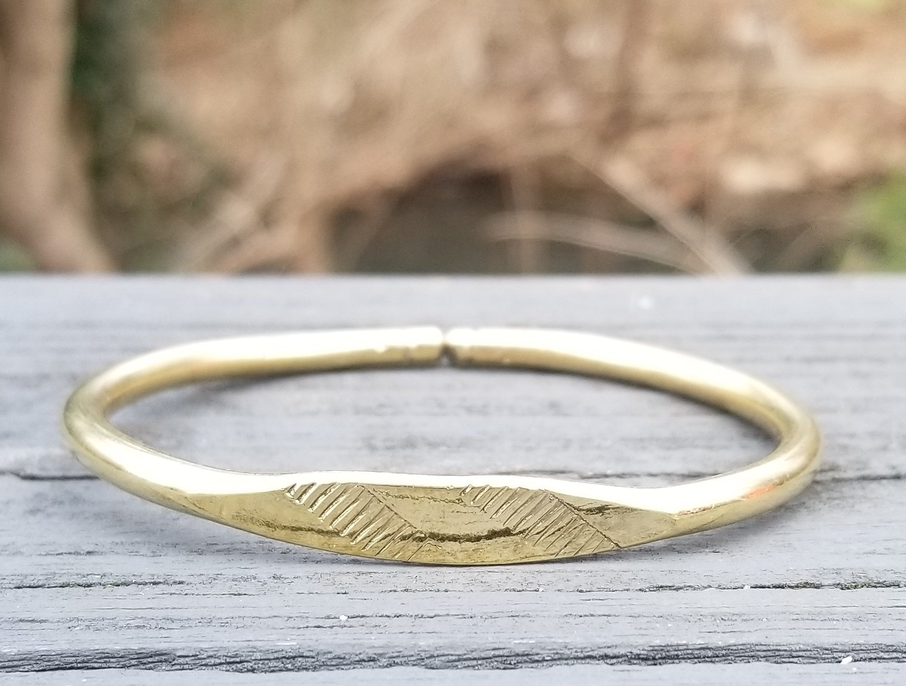 Etched Unisex Brass Bracelet