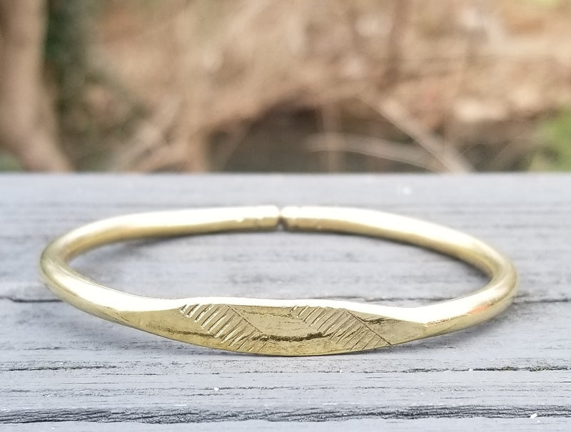 Etched Unisex Brass Bracelet