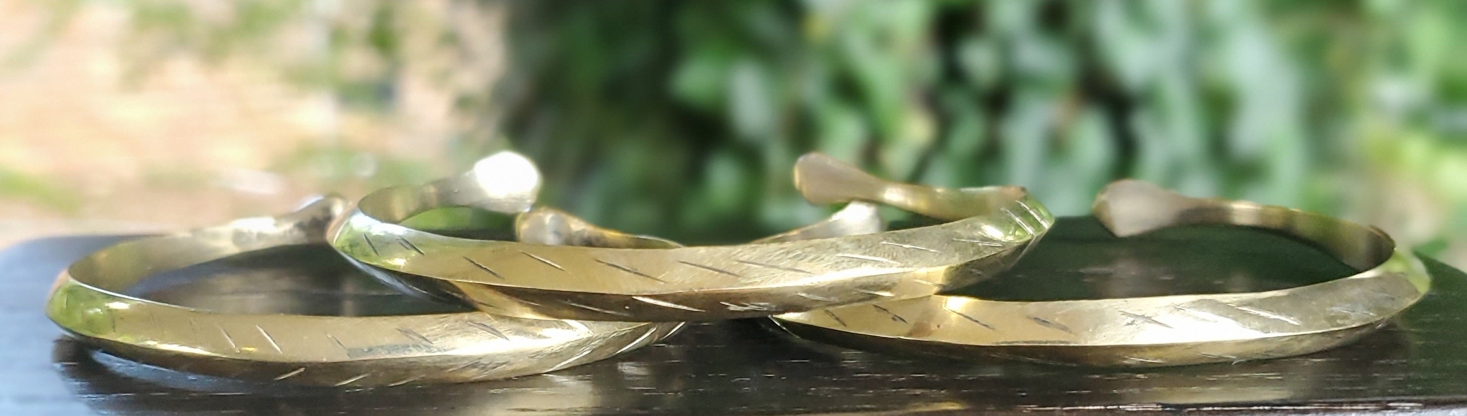 Scroll Print Unisex Brass Bracelet