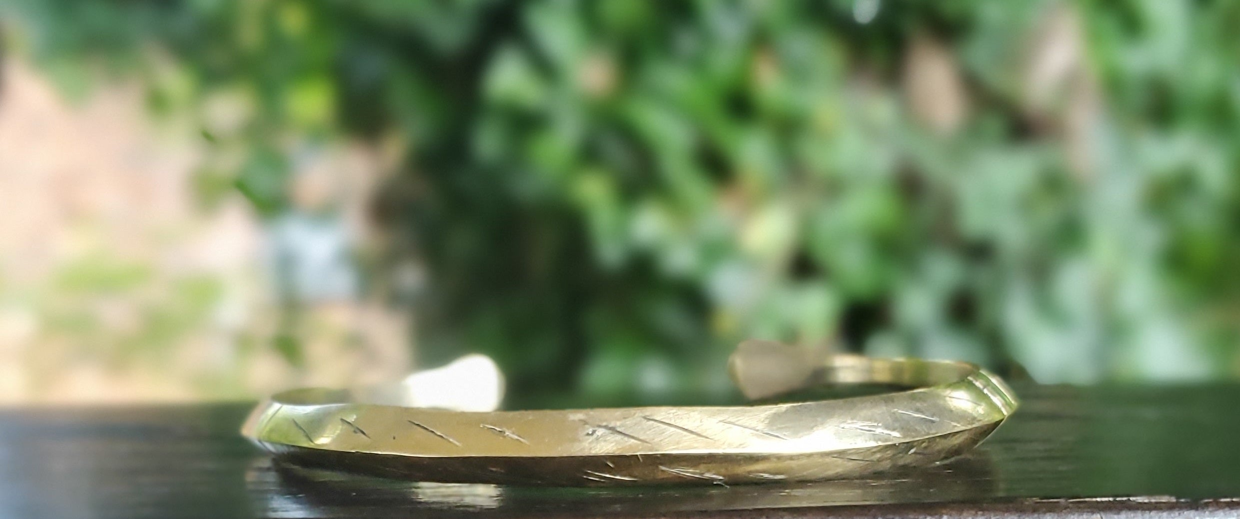 Scroll Print Unisex Brass Bracelet