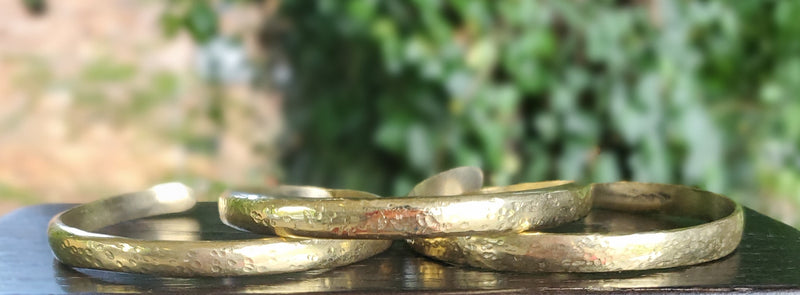 Thin Hammered Open Unisex Brass Bracelet